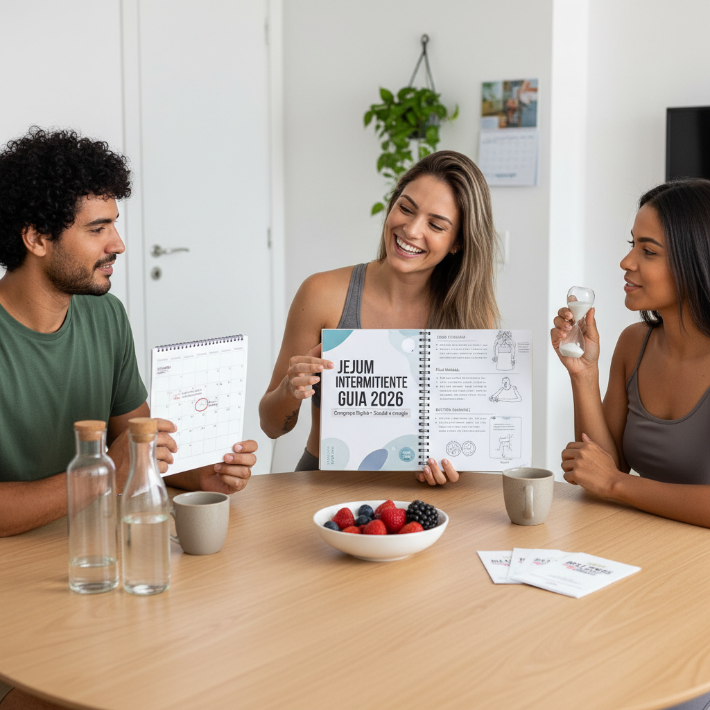 Homem olhando o relógio e um prato saudável representando o jejum intermitente para emagrecer rápido