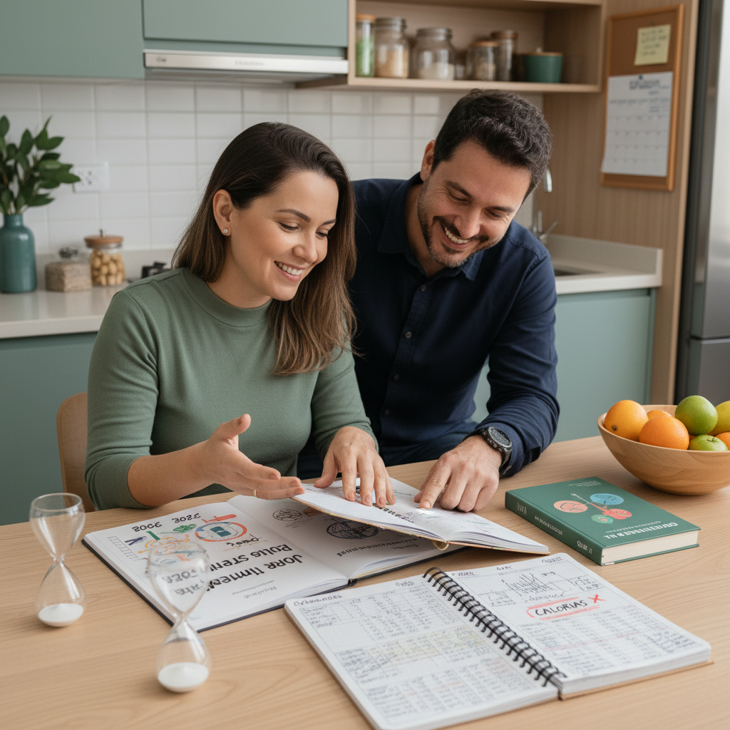 Pessoa frustrada tentando usar um contador de calorias manual no celular