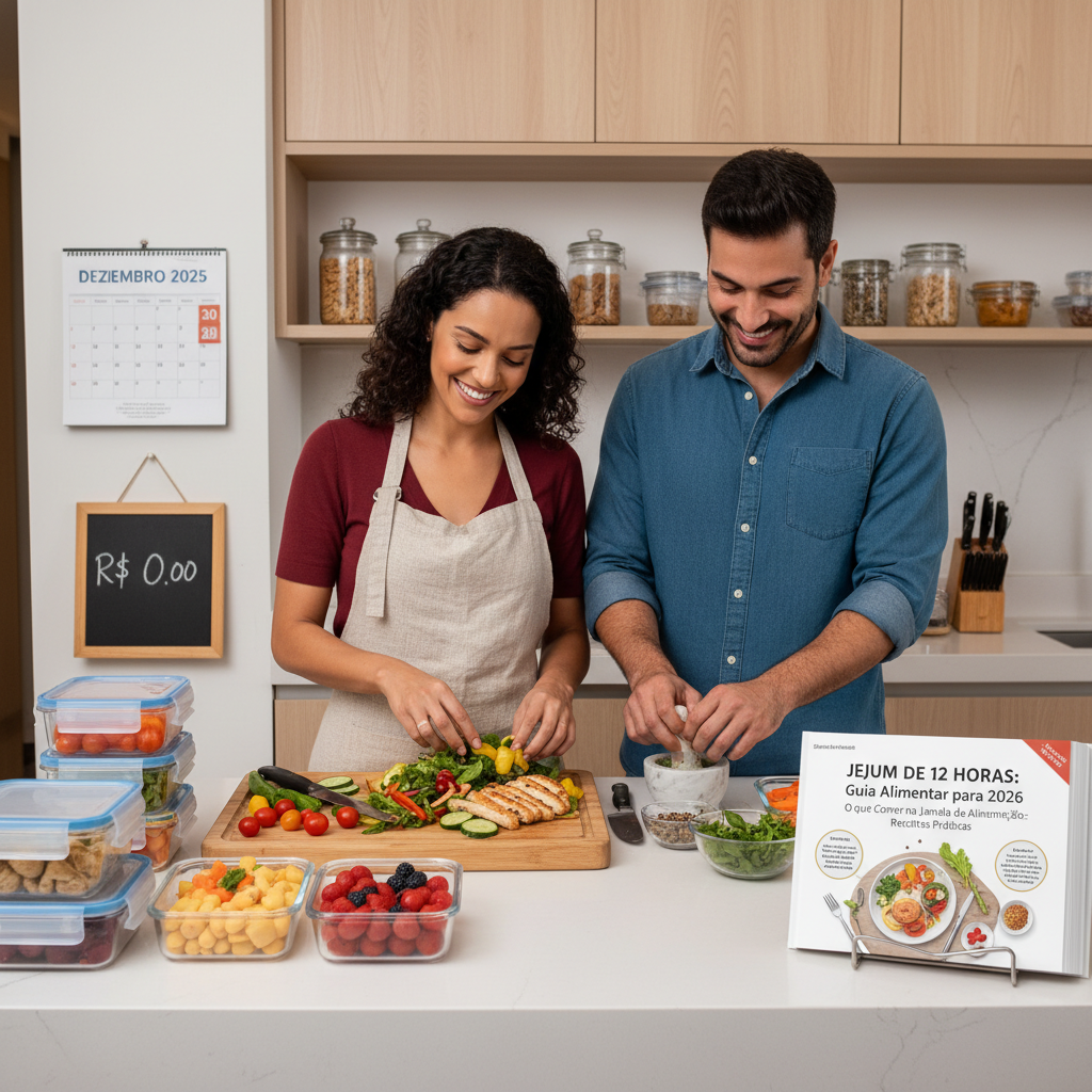 Prato saudável com proteínas, fibras e carboidratos complexos para janela de jejum