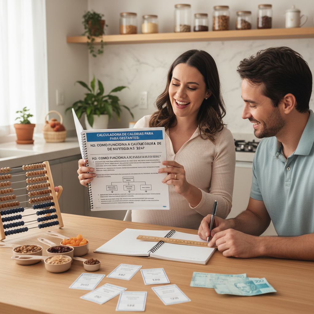 Calculadora de Calorias para Gestantes: Guia de Nutrição 2024 Mulher grávida utilizando smartphone para acessar calculadora de calorias para gestantes