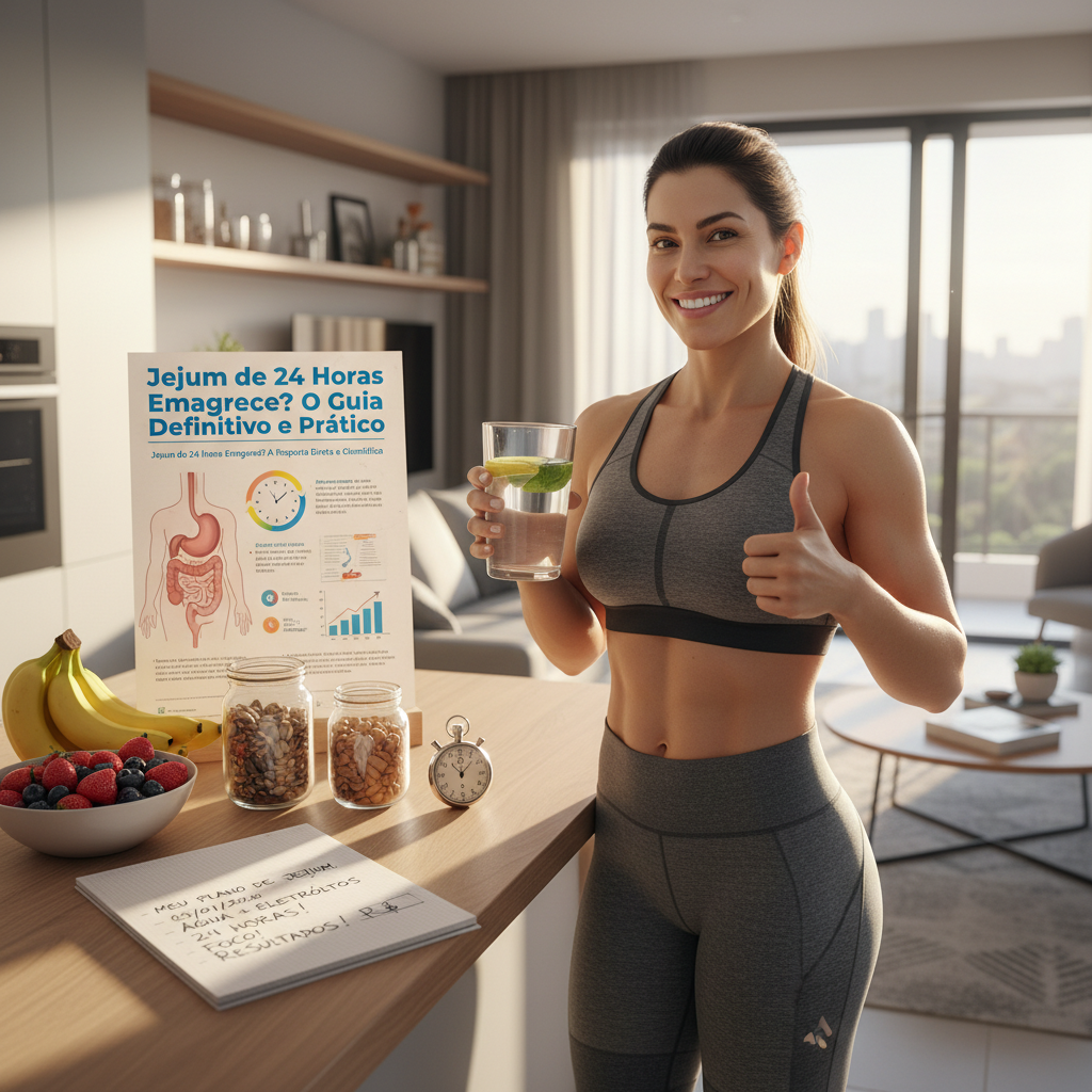 Homem analisando resultados de emagrecimento com jejum de 24 horas e balança