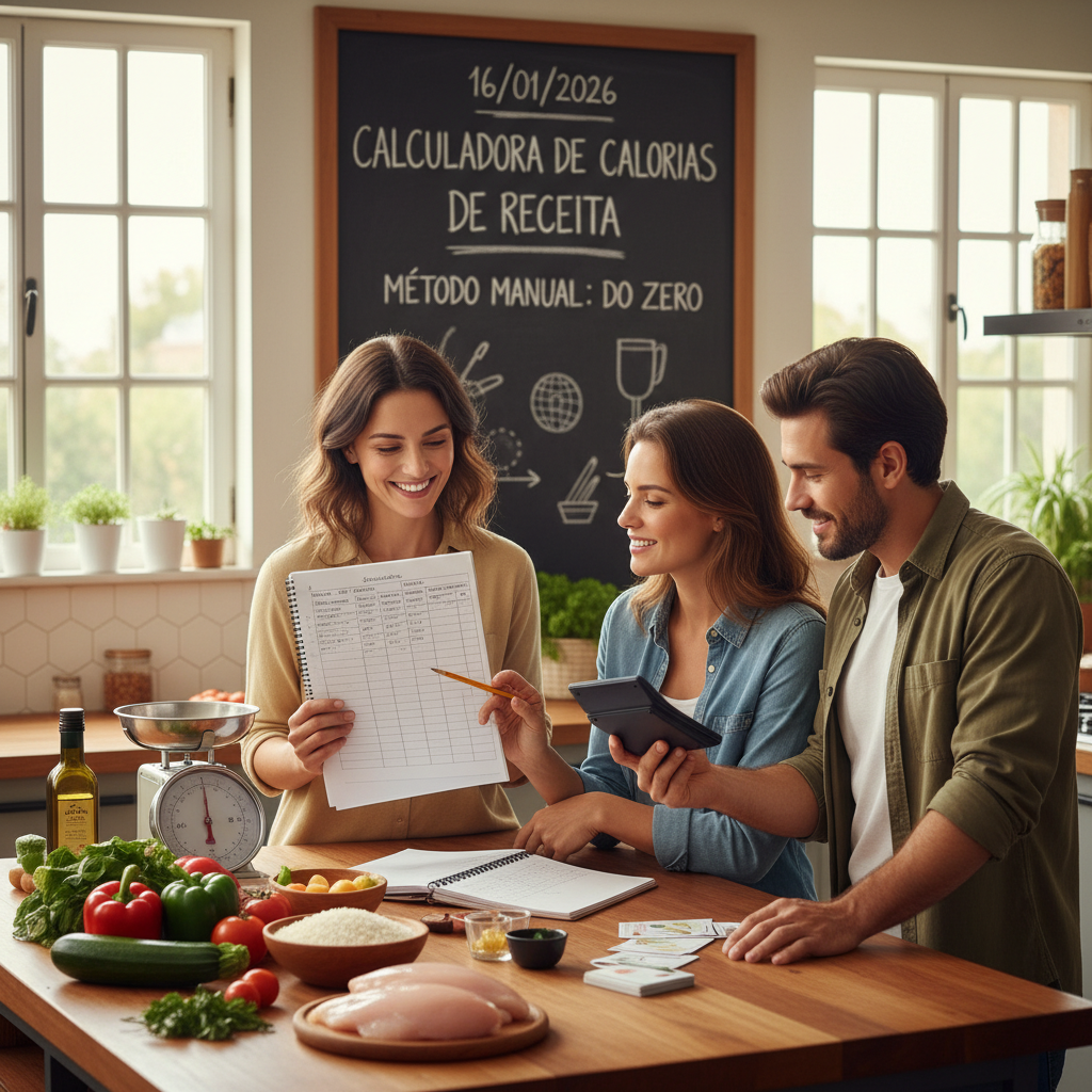 Calculadora de Calorias de Receita: Guia Completo e Prático Pessoa pesando alimentos para usar uma calculadora de calorias receita manualmente