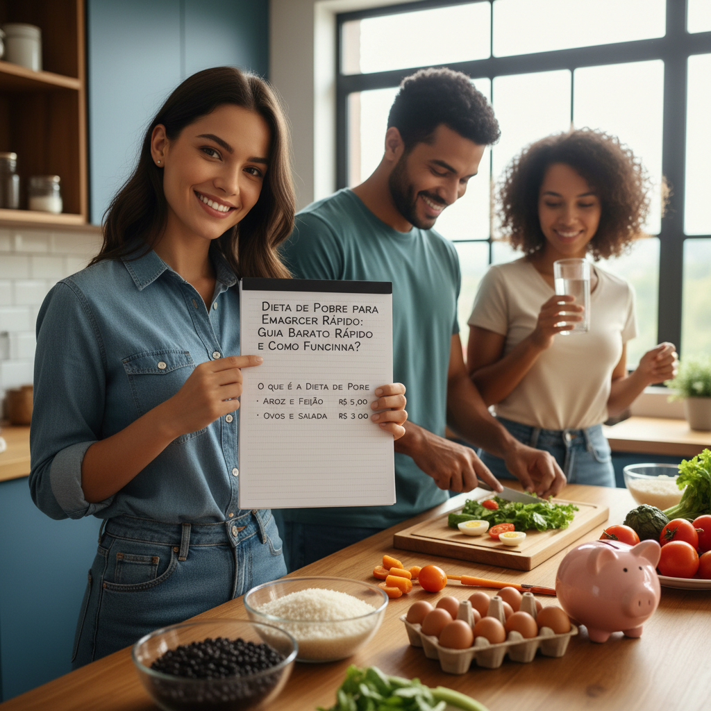 Dieta de Pobre para Emagrecer Rápido: Guia Barato e Eficaz Prato equilibrado com arroz, feijão e ovos representando a dieta de pobre para emagrecer rápido