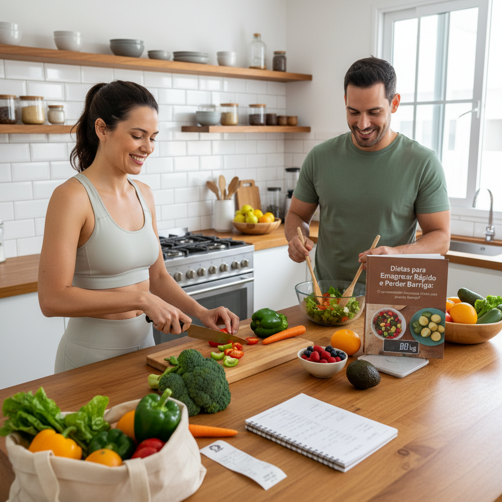 Prato saudável equilibrado com proteínas, vegetais e grãos integrais demonstrando dietas para emagrecer rápido e perder barriga com controle de macronutrientes