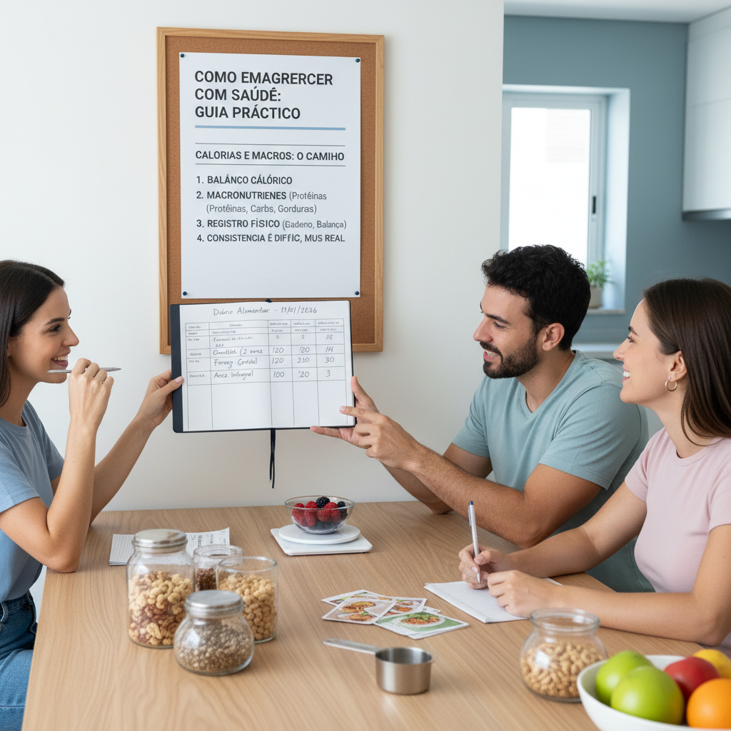 Infográfico comparando macros e calorias para emagrecer rápido