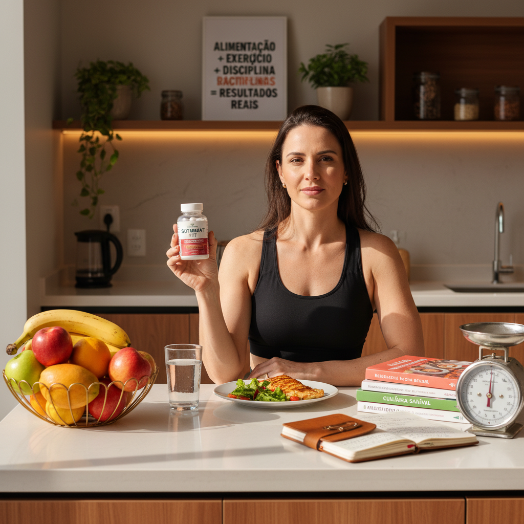 Suplemento para Emagrecer Rápido: O Que Realmente Funciona Homem frustrado com a balança usando suplemento para emagrecer rápido sem monitoramento